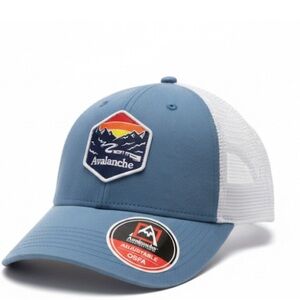 Blue and White Avalanche adjustable mesh trucker hat baseball Cap